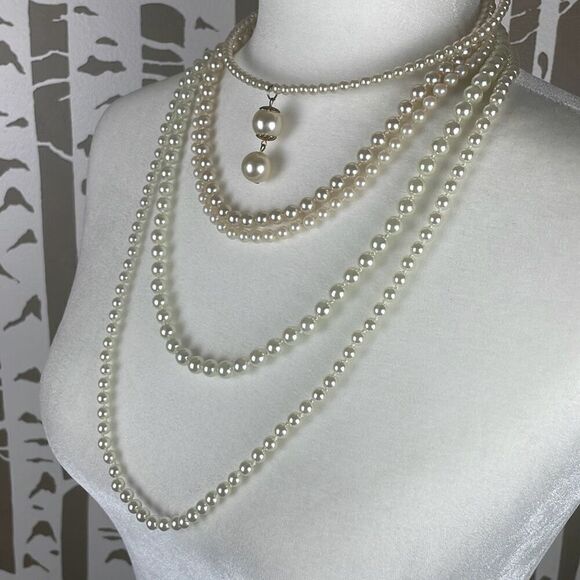 Vintage Faux Pearl Necklace Choker LOT 5 Pieces - Picture 4 of 7